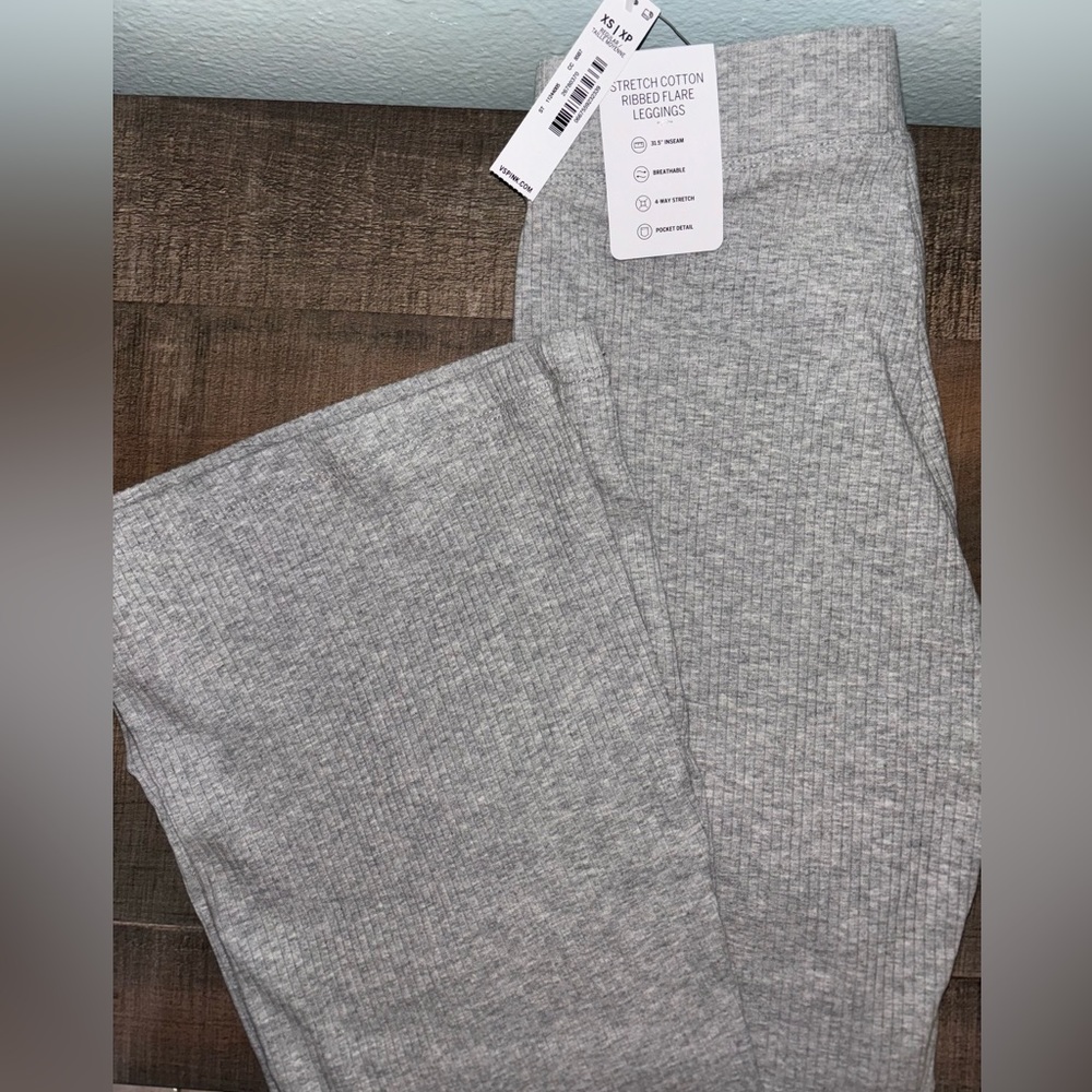PINK Cotton ribbed flare pants
